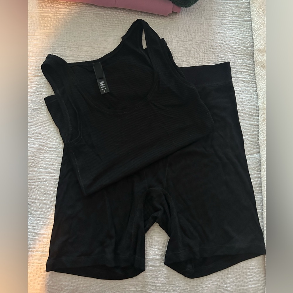 SKIMS ribbed tank and short set